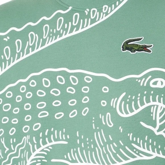 NWOT Lacoste Men’s Round Neck Loose Fit Croc Print Jogger Sweatshirt Size M - Picture 3 of 13